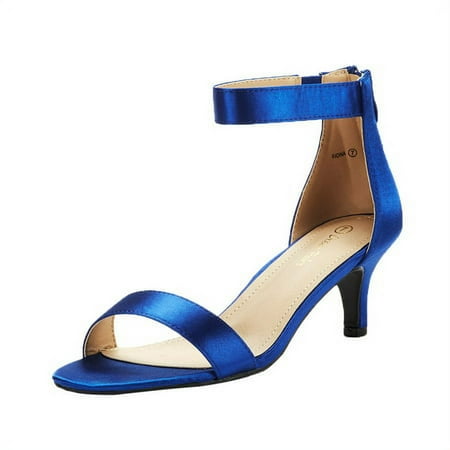 

Women s Ankle Strap Stilettos Low Heel Open Toe Sandals Party Dress Shoes FIONA ROYAL/BLUE Size 9.5