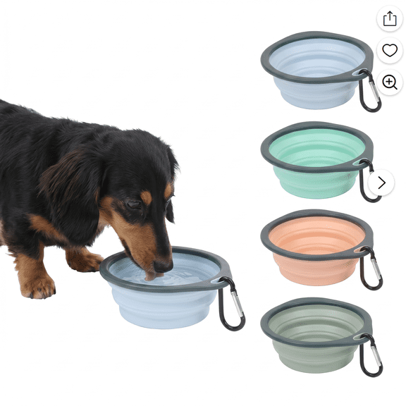 ROSEXIXI Collapsible Dog Bowl 4pcs Silicone Water Bowls Food Grade Travel Pet Dishes With Carabiner Lightweight Expandable Dog Water Bowl For Small Medium Pets Cats Walking Camping Trip