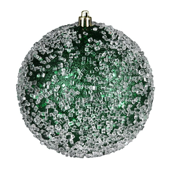 Vickerman 4" Emerald Glitter Hail Ball Ornament, 6 per Bag
