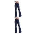 thumbnail image 2 of pitrice Women Wide Leg Jeans High Waist Flared Pants Solid Color Strap Spring Summer Hip-Lifting Ladies Trousers For Office Blue M 2Set, 2 of 6