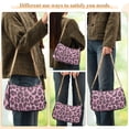 thumbnail image 5 of Pink Furry Leopard Leather Skin Womens Chain Shoulder Bag Tote Handbag Clutch Hobo Purse with Zipper for Travel Casual, 5 of 7