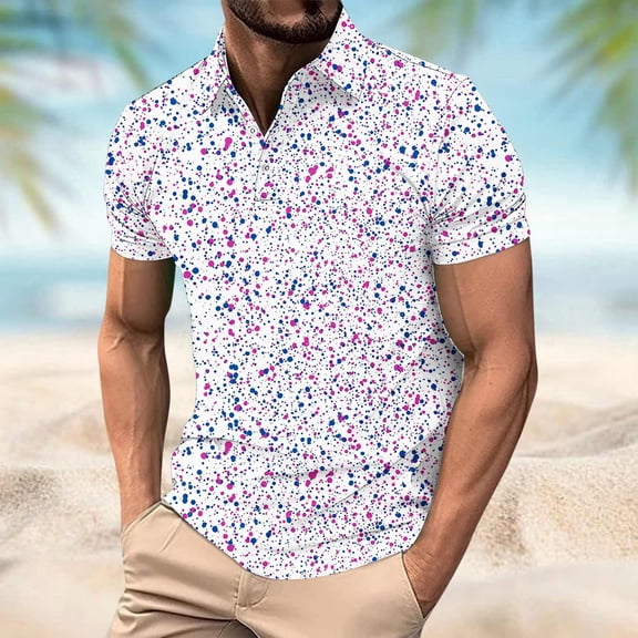 COSFO Men Polo Shirts Tie Dye Short Sleeve Golf Tops Collared Casual Pullover Relaxed Fit Mens Graphic Tees
