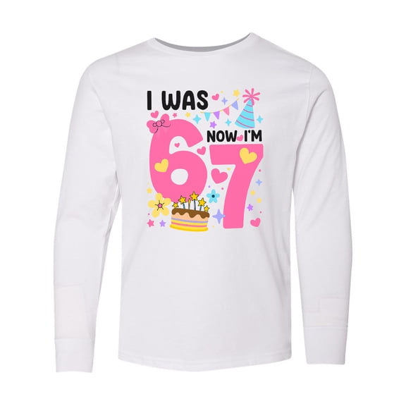 Inktastic I Was 6 Now I'm 7 Birthday Celebration Long Sleeve Youth T-Shirt