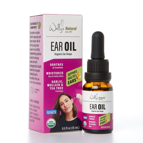 Wally’s Natural Organic Ear Oil Drops with Olive Oil & Lavender, 0.5 fl oz