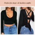 thumbnail image 5 of YANDW Women's Push Up Bra Racerback Front Closure Criss-Cross Padded T-Shirt Bras Underwire Add Cup, Black 36A, 5 of 6
