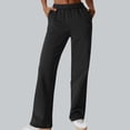 thumbnail image 2 of FRSASU Women's Solid Sweatpants Tall Baggy High Waisted Sweats Pants Athletic Long Straight Leg Trousers with Pockets Black, 2 of 7