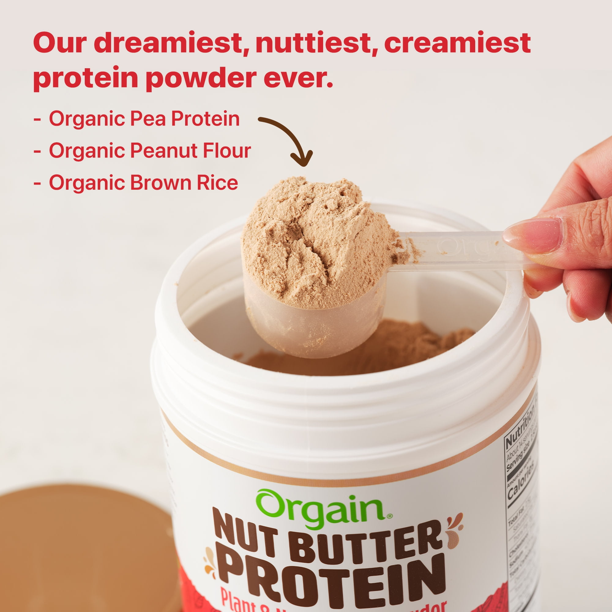 Orgain X JUSTIN’S® Organic Plant & Nut Butter 20g Vegan Protein Powder, Dark Chocolate Peanut Butter 13.28oz