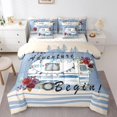 thumbnail image 1 of YST Camper Adventure 7 Pcs Comforter Set Queen RV Car Bedding for Young Teens Cartoon Spring Flowers Mountain Travel Sheet Set Bed in A Bag Retro Blue Abstract Botanical Bedroom Decor, 1 of 5