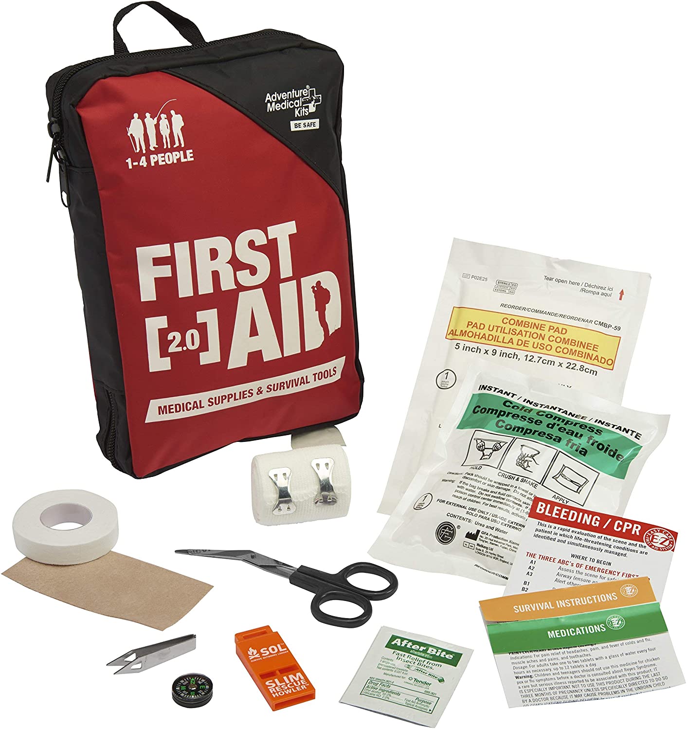 Adventure Medical Kits Adventure First Aid 2.0 First Aid Kit, Easy Care, Survival Items, Active Families, First Aid Essentials, Durable Case, Fully Stocked, 1lb 1oz - image 5 of 7