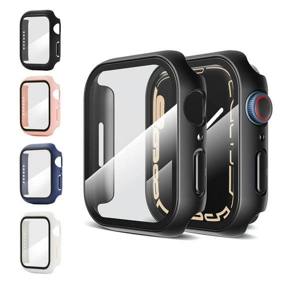 GOOUDO for Apple Watch Case 7 45mm with Built-in Hard PC Screen Protector, Guard Bumper Full Coverage Cover for Apple Watch Case,4 Pack