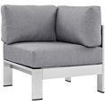 thumbnail image 1 of Modway Shore Fauteuil d'Angle de Patio Extérieur en Aluminium et Tissu, Argent/gris, 1 of 4