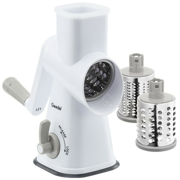 Geedel Rotary Cheese Grater, 3 Interchangeable Blades, Powerful Suction