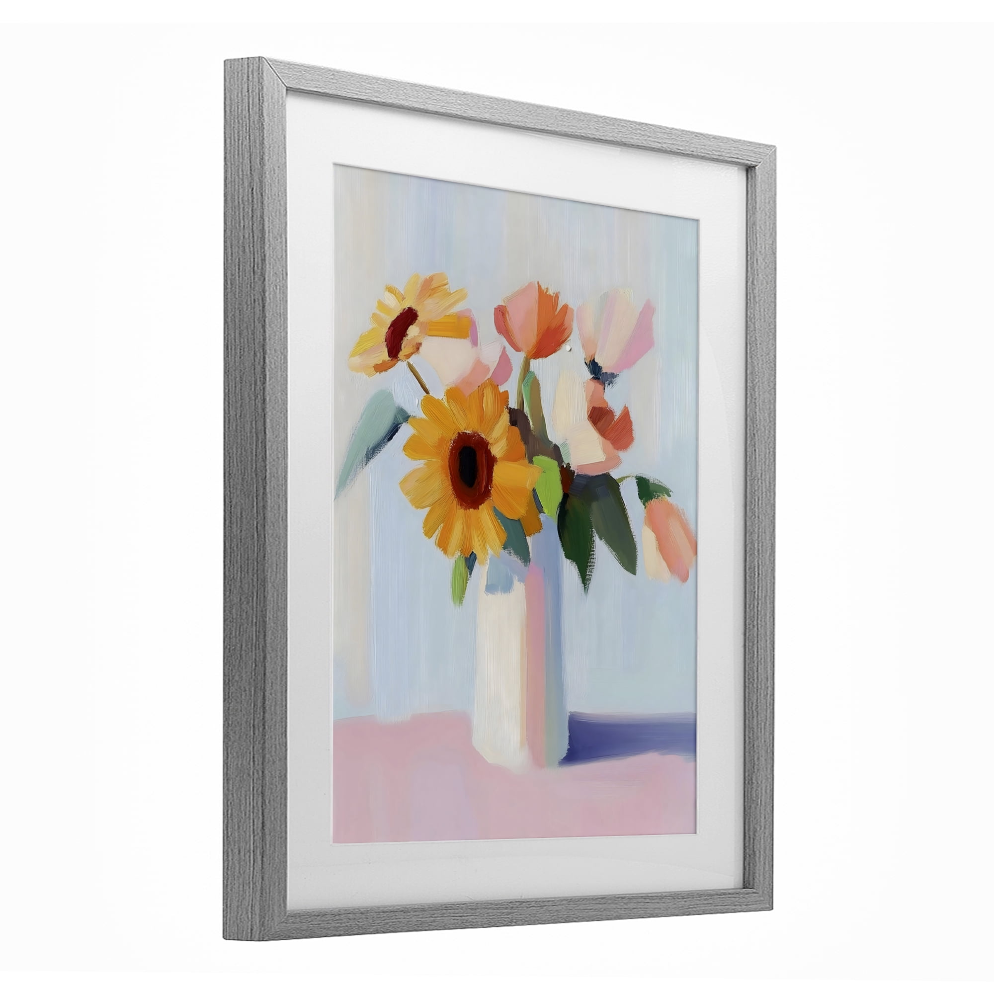 Stupell Industries Sleek Vase Bouquet Gray Framed Print Under Glass, design by The Prints Vibe