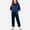 Navy, variant on BRGZLK Girls Homewear Set Solid Color Soft Comfy Imitation Silk Long Sleeve Round Neck Top Shirt and Long Pants Loungwear Two Pieces Set Pink 5-6 Years