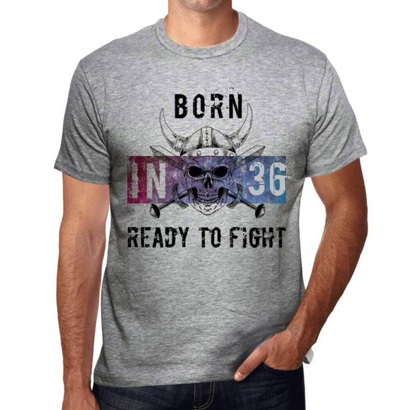 Men's Graphic T-Shirt Born In 36 Ready To Fight 36th Birthday Anniversary 36 Year Old Gift 1988 Vintage Eco-Friendly Short Sleeve Novelty Tee