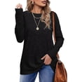 thumbnail image 4 of Sudadera con capucha de manga larga y cuello redondo informal para mujer, sudadera de gran tamaño para otoño e invierno (L), 4 of 5