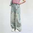 thumbnail image 4 of Amidoa Girls Wide Leg Jeans- Casual Cute Baggy Elastic Waist Denim Pants Blue Size 14, 4 of 6