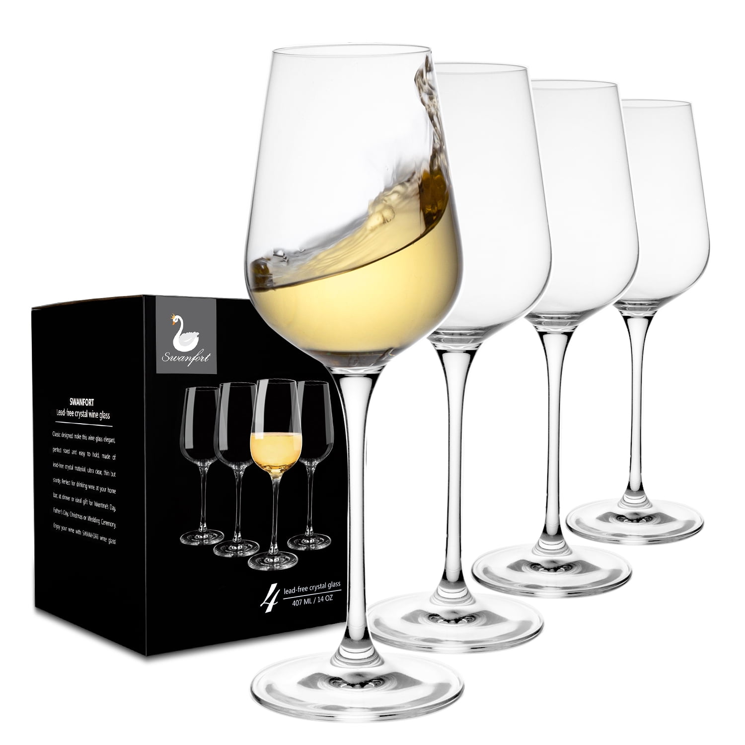 4 Hand Blown Italian Style Crystal Red or White Wine Glasses Set of 4 Safer Packaging for Any Occasion Lead-Free Premium Crystal Clear Glass 