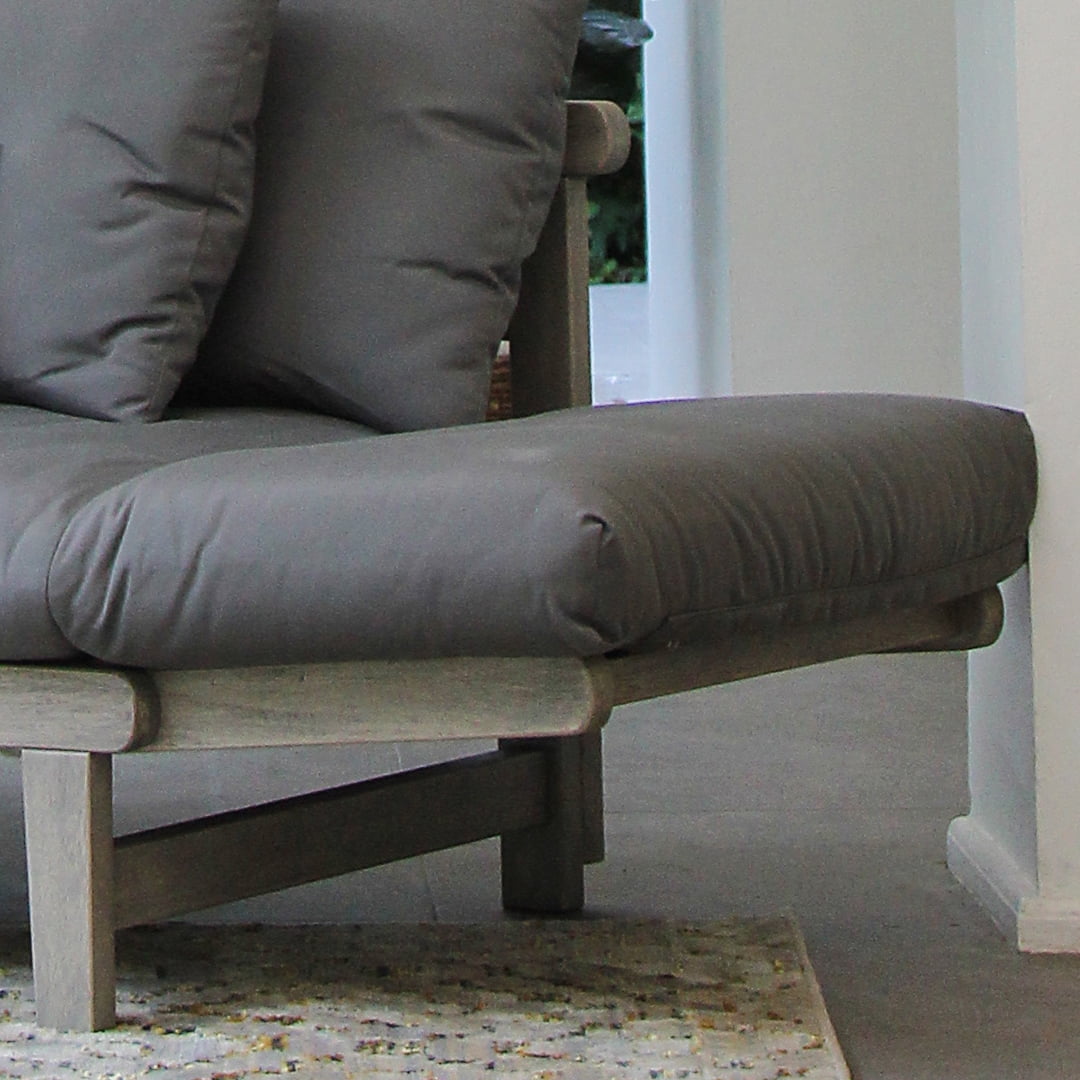 Westlake Solid Wood Outdoor Convertible Sofa Daybed, Gray Cushion