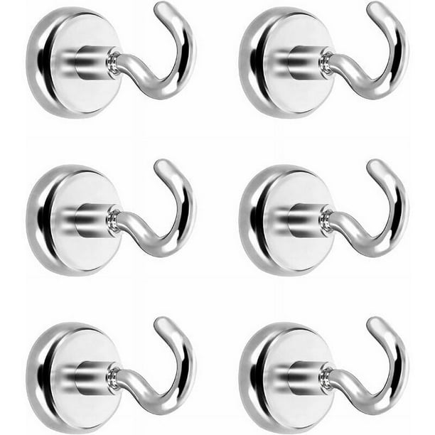 Ganchos magnéticos, ganchos de imán fuerte de neodimio para colgar en refrigeradores y superficies de acero, resistentes con revestimiento resistente a la oxidación, fácil instalación, ideales para