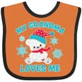 thumbnail image 3 of Inktastic Polar Bear My Grandma Loves Me in Santa Hat with Snowflakes Boys or Girls Baby Bib, 3 of 4