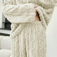 thumbnail image 6 of 2 Piece Pajamas for Women Set Soft Comfy Pajama Fleece Pullover Ribbed Pjs Warm Plush Lounge Sleepwear White One Size, 6 of 7