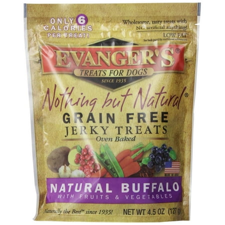 Evanger's Nothing but Natural Jerky Grain-Free Buffalo with Fruit & Vegetable Dog Treats, 4.5 (Best Fruits And Vegetables For Dogs)