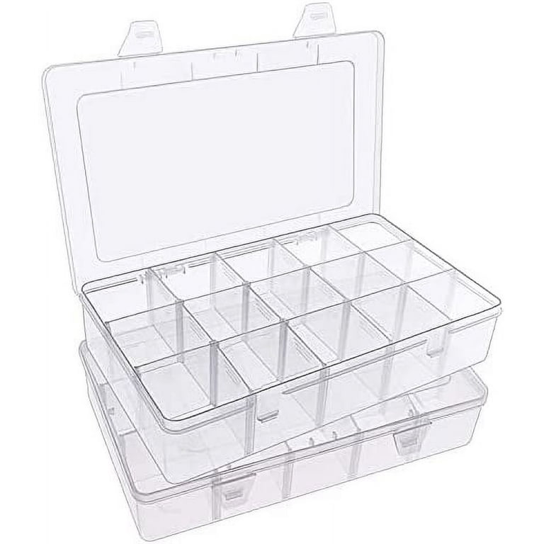 2 Pack 24 Grids Clear Plastic Organizer Box, Storage Container with  Adjustable Divider, Craft and Bead Storage Organizer Box for DIY Jewelry  Tackles