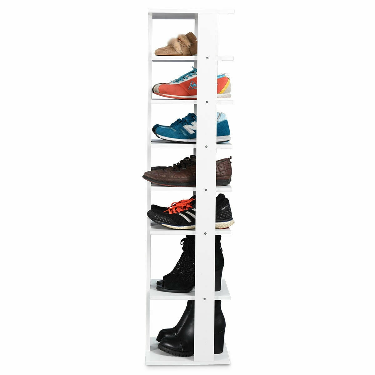 Costway Wooden Shoes Storage Stand 7 Tiers Shoe Rack Organizer Multi-shoe Rack Shoe box White