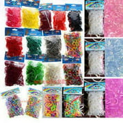 SET/LOT OF 3000 Pcs DIY LOOM RUBBER BANDS 600 pc 5 Bags Clips rainbow Colors GLOW IN DARK GLITTER METALLIC TIE DYE PLAIN NEON COLOR