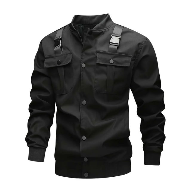 Wzzjkit Fall Clothes Men's Solid Color Outdoor Climb Sport Run Pocket Long Sleeve Jackets