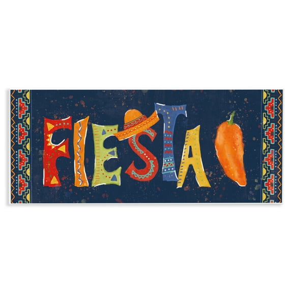 Stupell Industries Fiesta con Pimiento Colorido Food & Beverage Painting Unframed Art Print Wall Art, 17 x 7