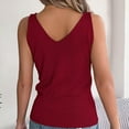 thumbnail image 4 of ATOYSOY Women's Workout Solid Color Blouses Summer Slim Knitted Basic Tank Tops Fashion V Neck Tees Activewear Relaxed Casual Shirts Sleeveless Pullovers Red XL, 4 of 5
