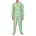 thumbnail image 3 of Susaid Yellow Lemon Print Men's Long Sleeve Pajama Set, Two-Piece Button-Down Loungewear PJs Set, Comfortable Sleepwear for Relaxation-X-Large, 3 of 7