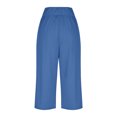 thumbnail image 7 of Riforla Capri Pants for Women Casual Summer Wide Leg Pants Stretch Palazzo Pants with Pockets Capris Womens Summer Pants Blue XXL, 7 of 7