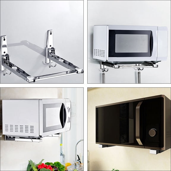 HONMEET Stainless Steel Wall-Mounted Microwave Bracket Retractable Foldable Kitchen Rack