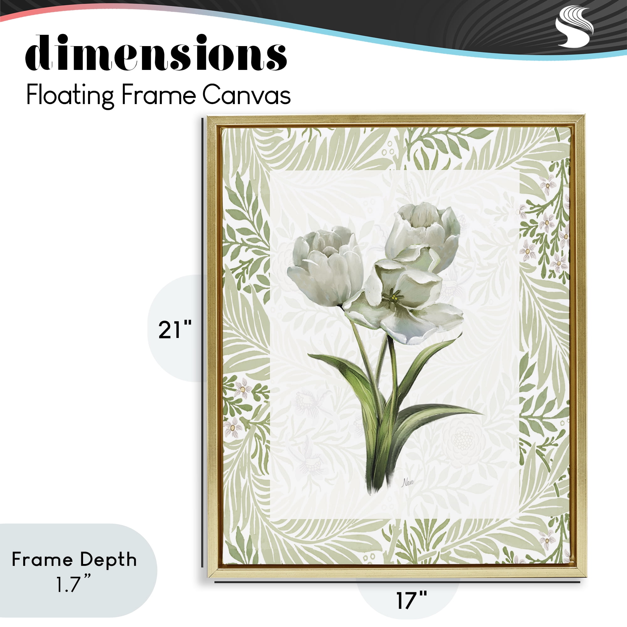 Stupell Industries Fresh Spring Tulip Bouquet Gold Framed Floater Canvas Wall Art, design by Nan