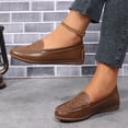 thumbnail image 3 of HEWUQI Women's Penny Loafers Lightweight Hollow out Leather Slip on Cute Business Casual Dress Boat Shoes Work Walking Driving Flats Brown Size 6, 3 of 5