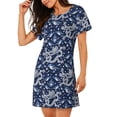 thumbnail image 2 of Honeii Dragon Print Women's Loose Short Sleeve Nightgown, Soft Cotton Sleepwear, Comfy Loose Fit Pajama Dress for Sleep and Lounge, 2 of 6
