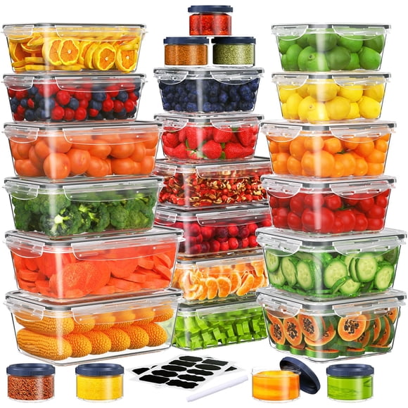 Juego de recipientes para almacenamiento de alimentos KITHELP, 50 unidades, sin BPA, con etiquetas