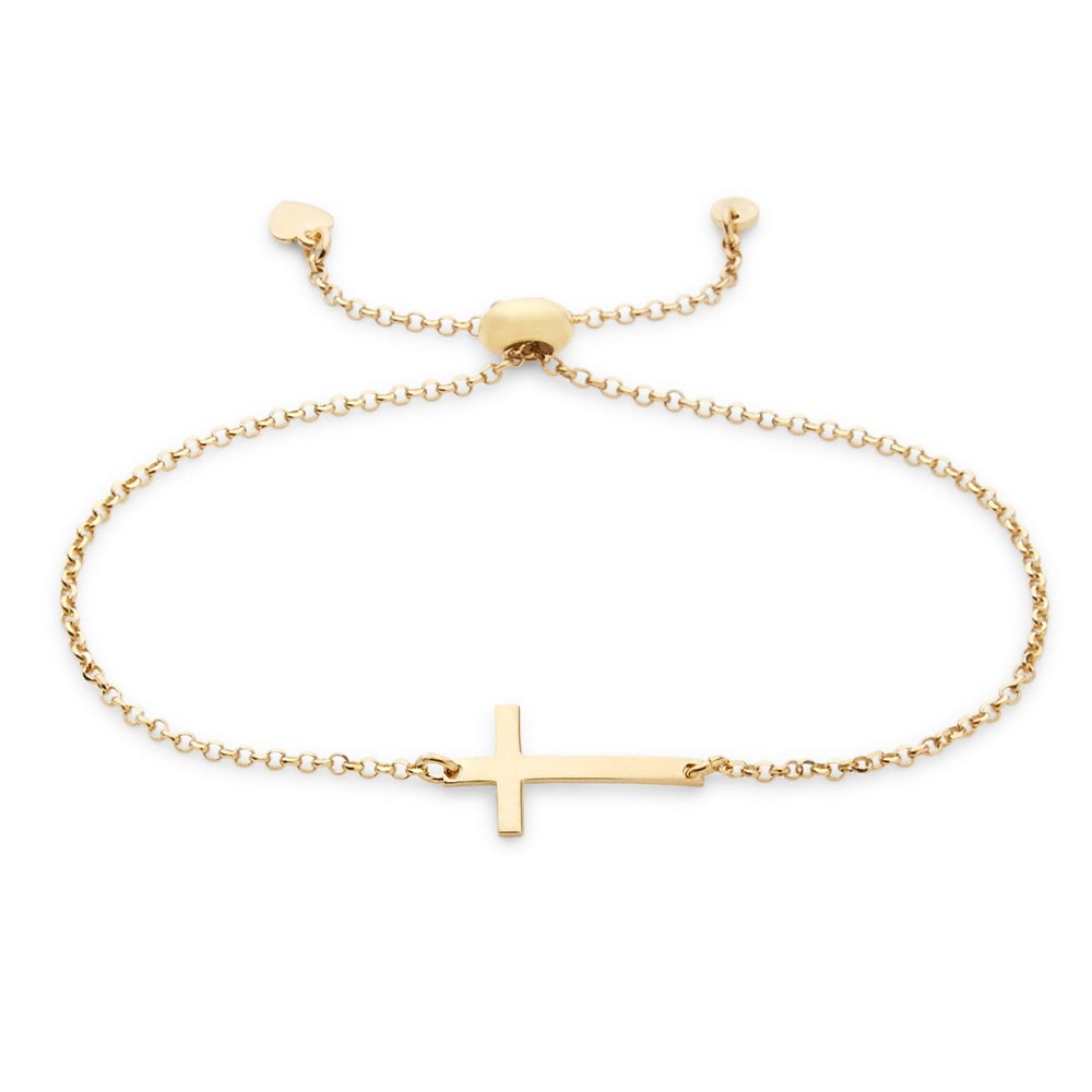 Eve's Addiction Gold Sideways Cross Bolo Bracelet