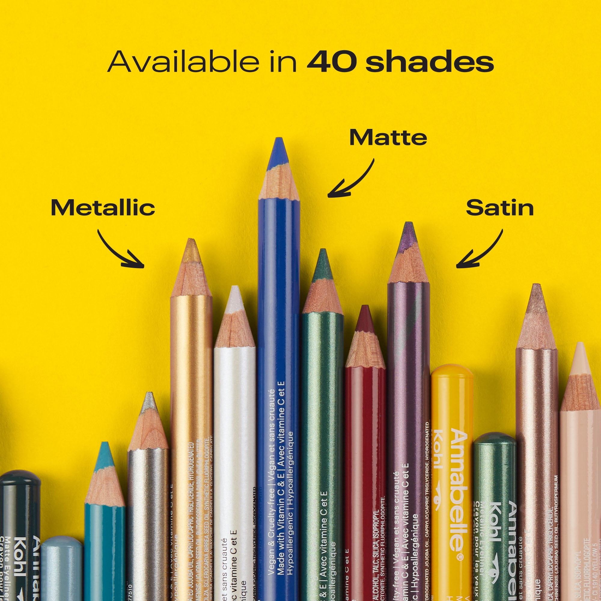 Annabelle Metallic Kohl Long-Lasting & Intense Vegan Eyeliner, 10 shades, 1.14 g