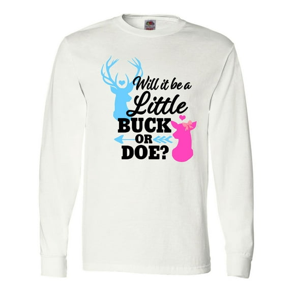 Inktastic Gender Reveal Will it be a Little Buck or Doe? Long Sleeve T-Shirt
