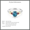 thumbnail image 5 of Gem Stone King 925 Sterling Silver and 10K Yellow Gold London Blue Topaz and Red Created Ruby Women Ring , Size 9)1.60 Cttw, Gemstone Birthstone, Size 9), 5 of 6