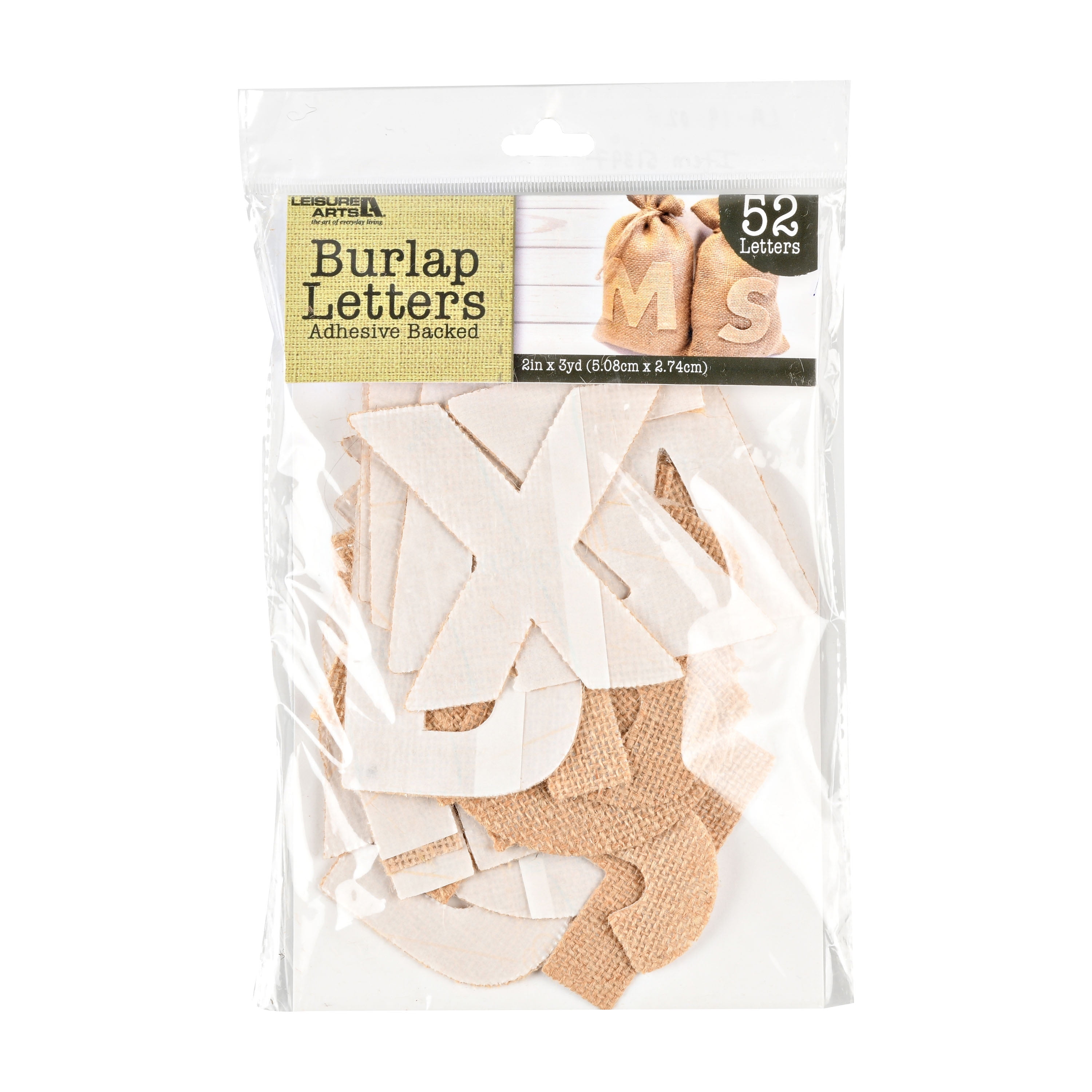 Leisure Arts Burlap Letters 3.25' Adhesive Natural