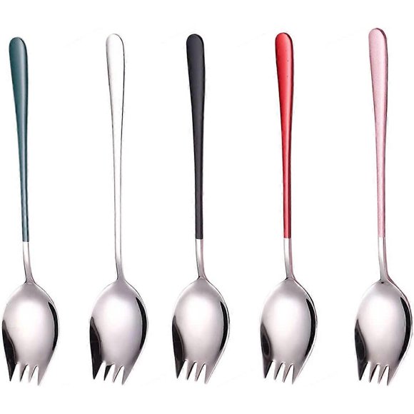 5-pack Silver Stainless Steel Sporks, Flatware,Dishwasher Safe