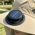 thumbnail image 4 of Byfri Mosquito Net Sun Hat with Solar Fan Wide Brim Fishing Hat for Outdoor Camping Khaki 58-60cm, 4 of 7