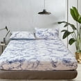 thumbnail image 2 of Dust Prevention Home Marbled Polyester Fitted Sheet Mattress Cover US-f Uk D Size (Blue), 2 of 9