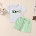 thumbnail image 2 of CAICJ98 Toddler Baby Boy Golf Outfit Short Sleeve Embroidered T Shirts + Plaid Shorts Set Infant Summer Clothes (White,12-18 Months), 2 of 4