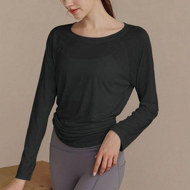 Ropa de yoga Camiseta de mujer Otoño Blusa deportiva suelta adelgazante Entrenamiento profesional de pilates Fitness Manga larga